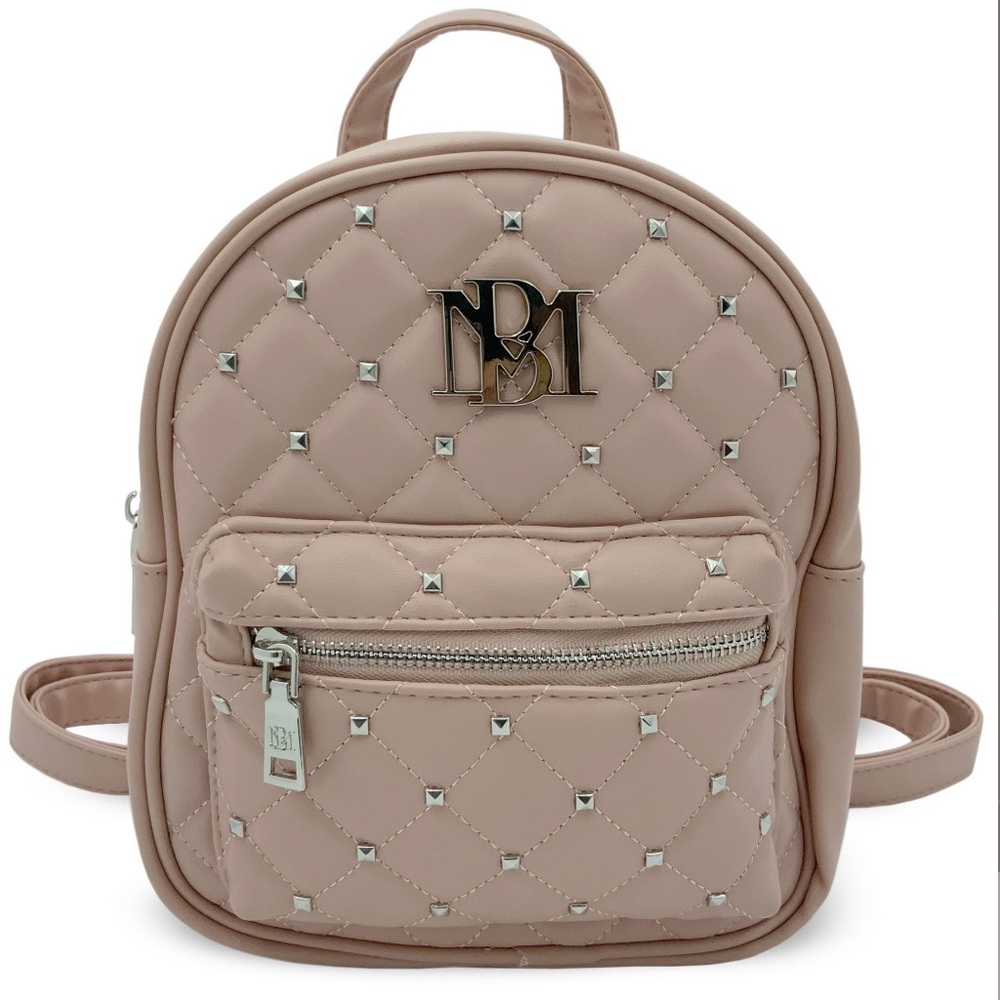 Badgley Mischka Mini Quilted Studded Backpack Blush